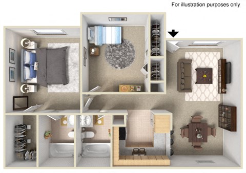 2 Bedroom Floor Plan at The 95 Apartments, Las Vegas